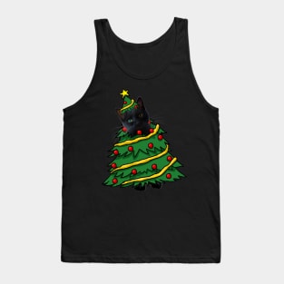 Black Cat Christmas Tree Funny Xmas Cat Lover Tank Top